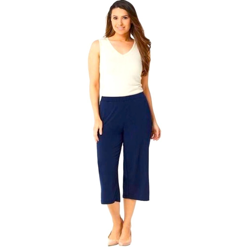 Cabi 4077 Navy Blue Pull-On Cropped Pants Size Medium